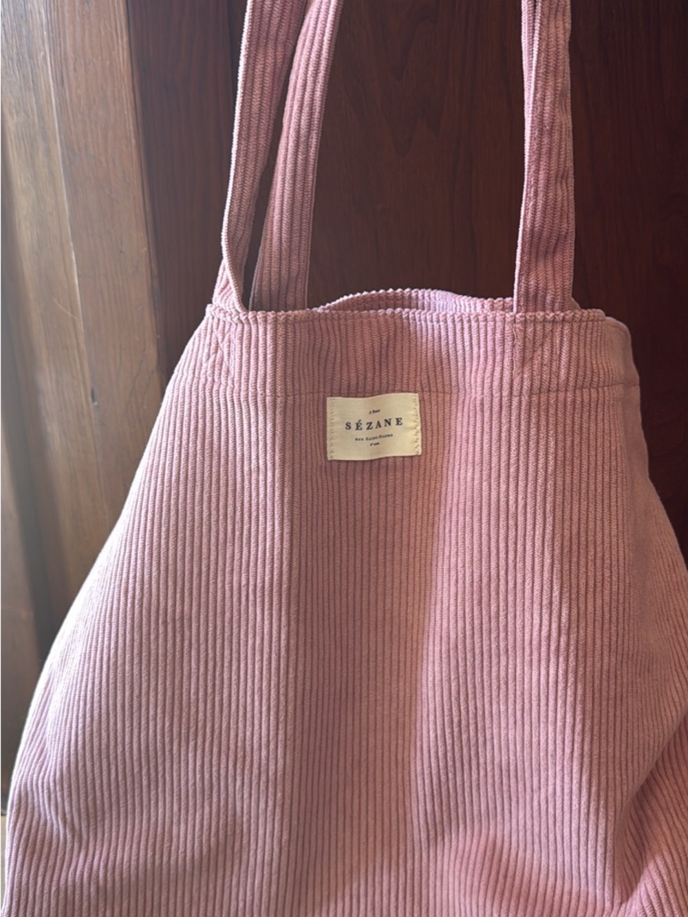 Sézane Blush Pink Corduroy Tote Bag